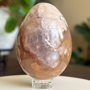 Flower Agate Crystal Egg Carving - Polished